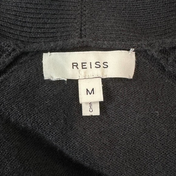 REISS Blanche Wrap Neck Jumper Draped Surplice Wrap Sweater, Black - Picture 13 of 16